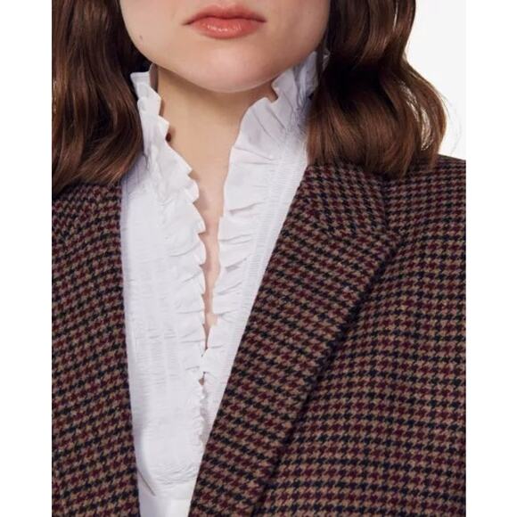 SANDRO Tomy Single-Breasted Houndstooth Wool-Blend Blazer Women's EU 36 / US 4 - Picture 16 of 16